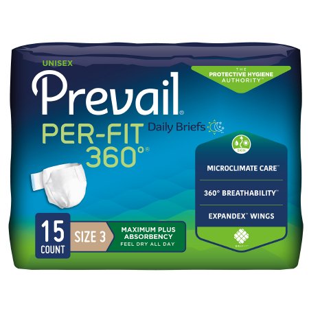 How many pounds fit size 3 in Prevail Per-Fit 360 briefs?