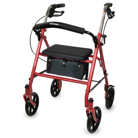 Does the McKesson durable rollator have a 19" seat and swivel wheels?