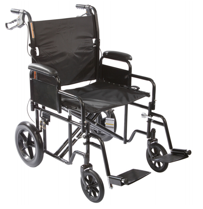 Heavy Duty Transport Chair with 12-inch Rear Wheels Questions & Answers