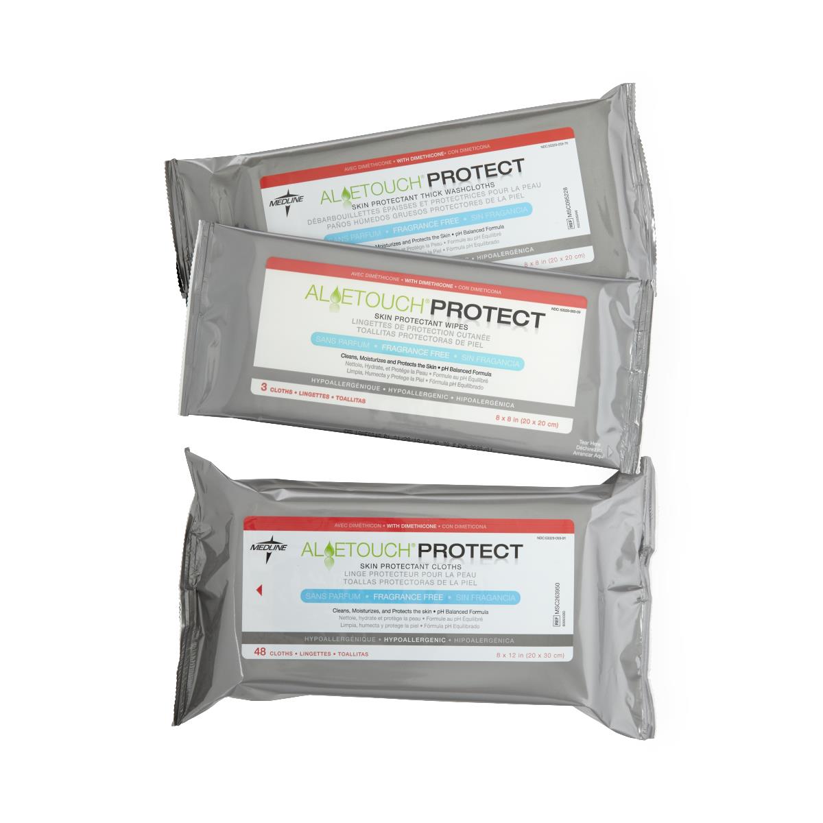 What are the dimensions of the Aloetouch Protect Wipes?