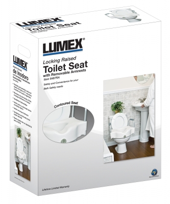 Can the lumex toilet seat riser fit an elongated bowl, and must the seat and lid be removed first?