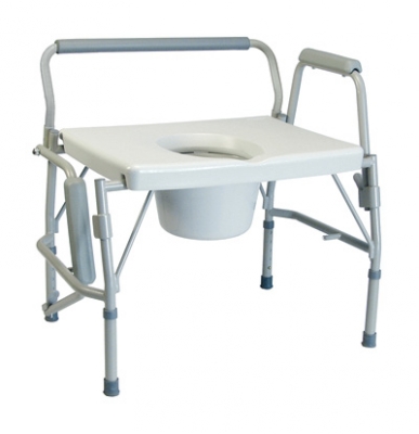 What is the method to empty the 3-in-1 drop arm commode?