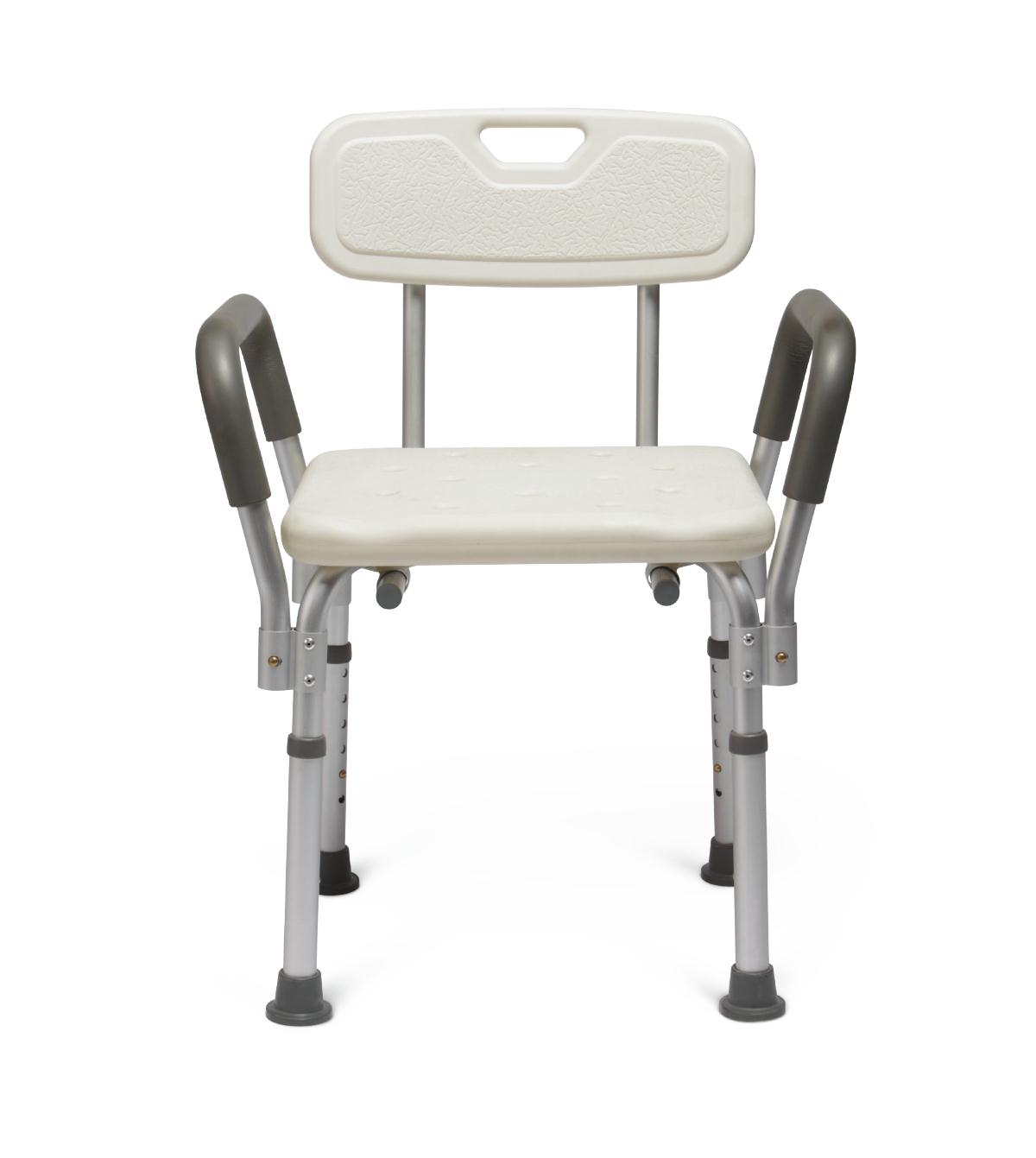 What is the additional width of the guardian bath bench with back and arms, including its arms and feet?