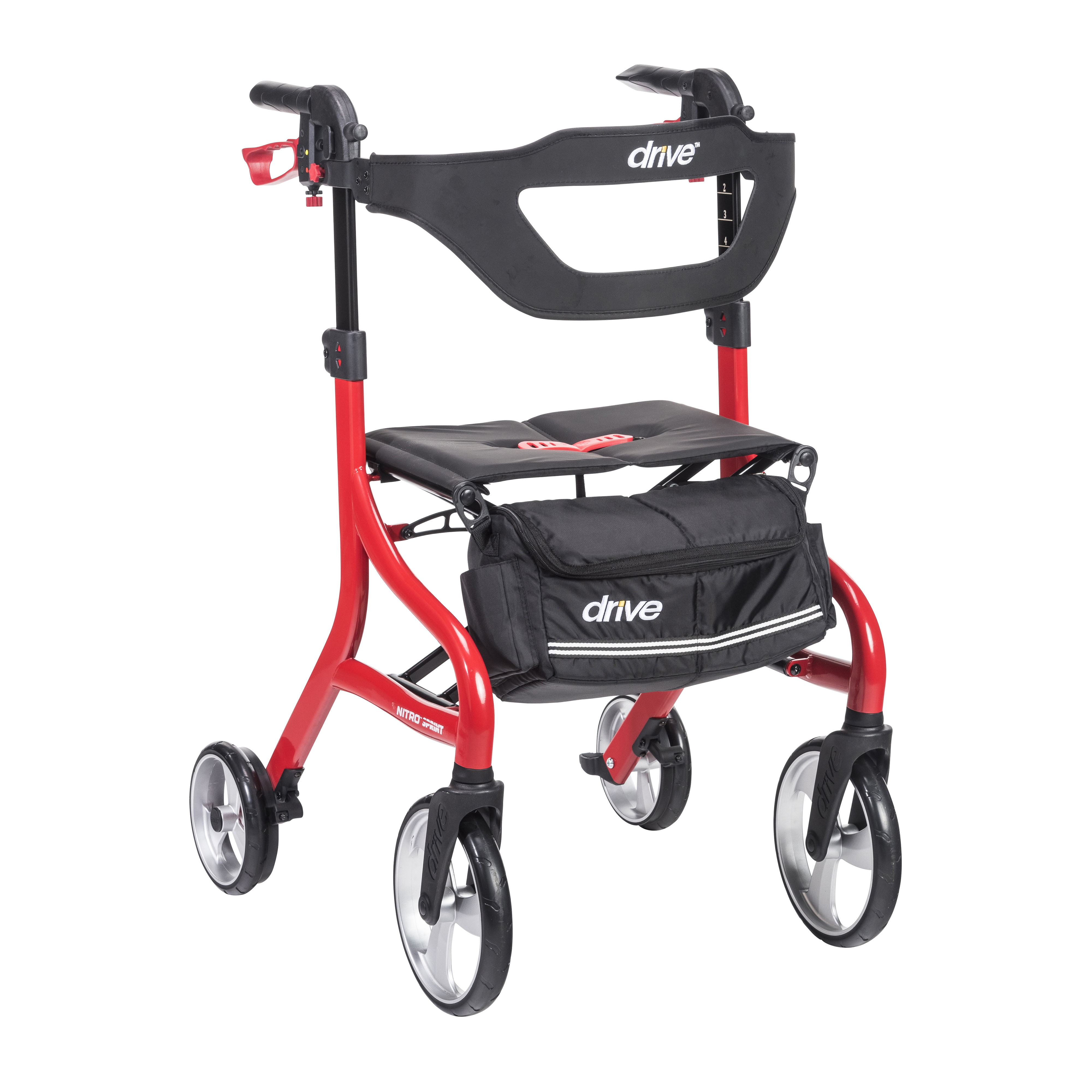 What is the height of nitro sprint rollator's handlebars? What is the weight of the walker?