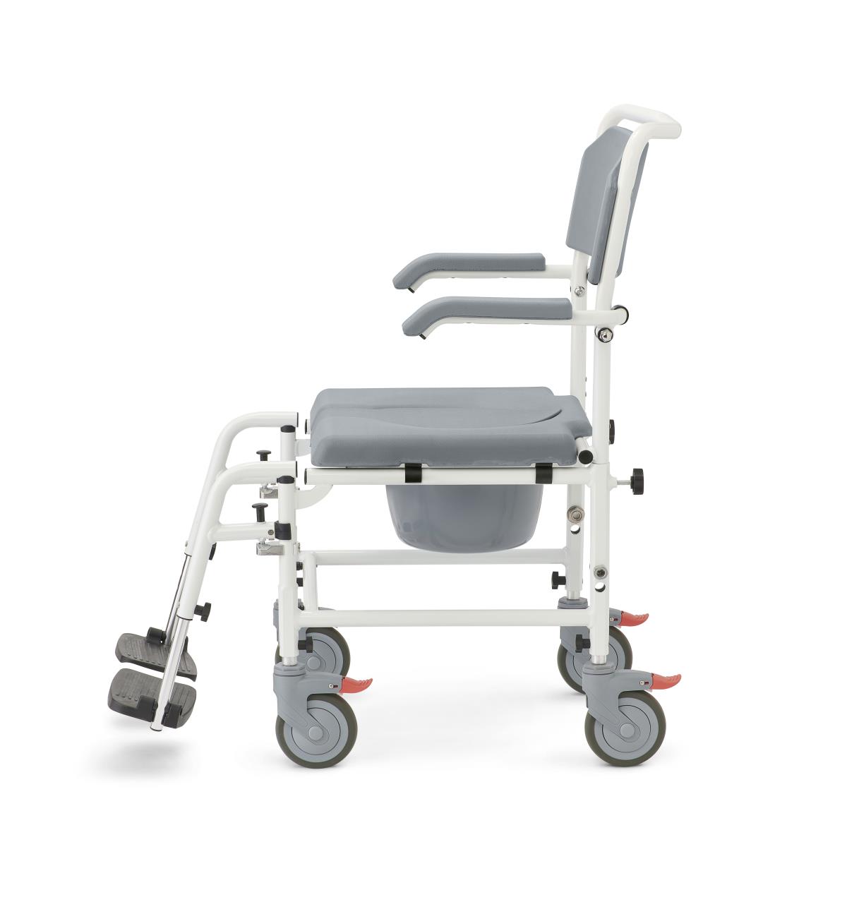 Can the wheelchair shower chair fit over Medline commodes with wheels?